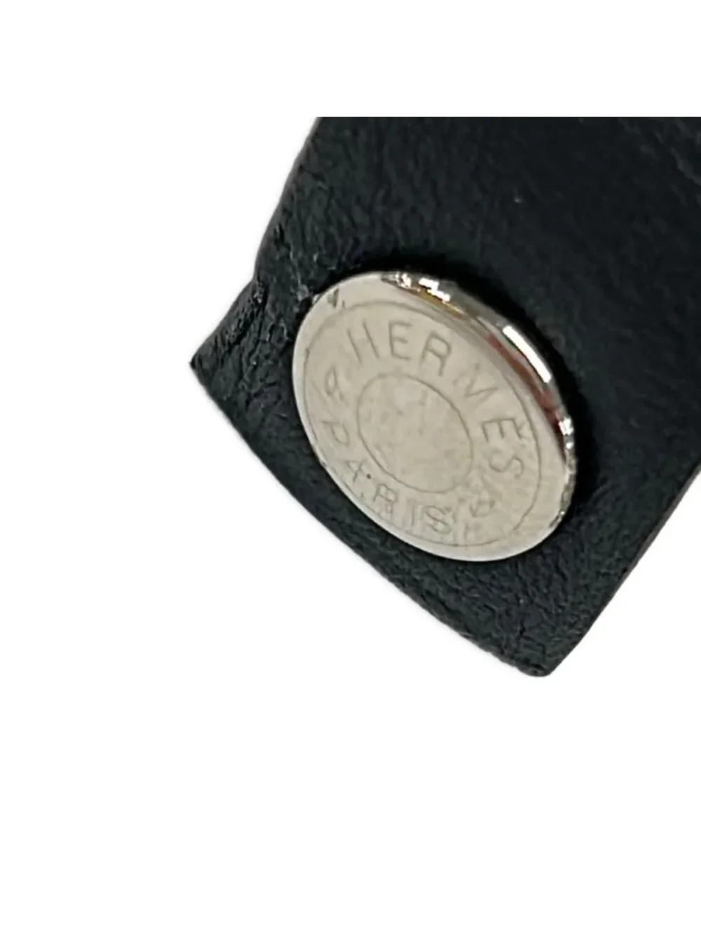 Hermes Black Silver Glove Holder Leather Gloves